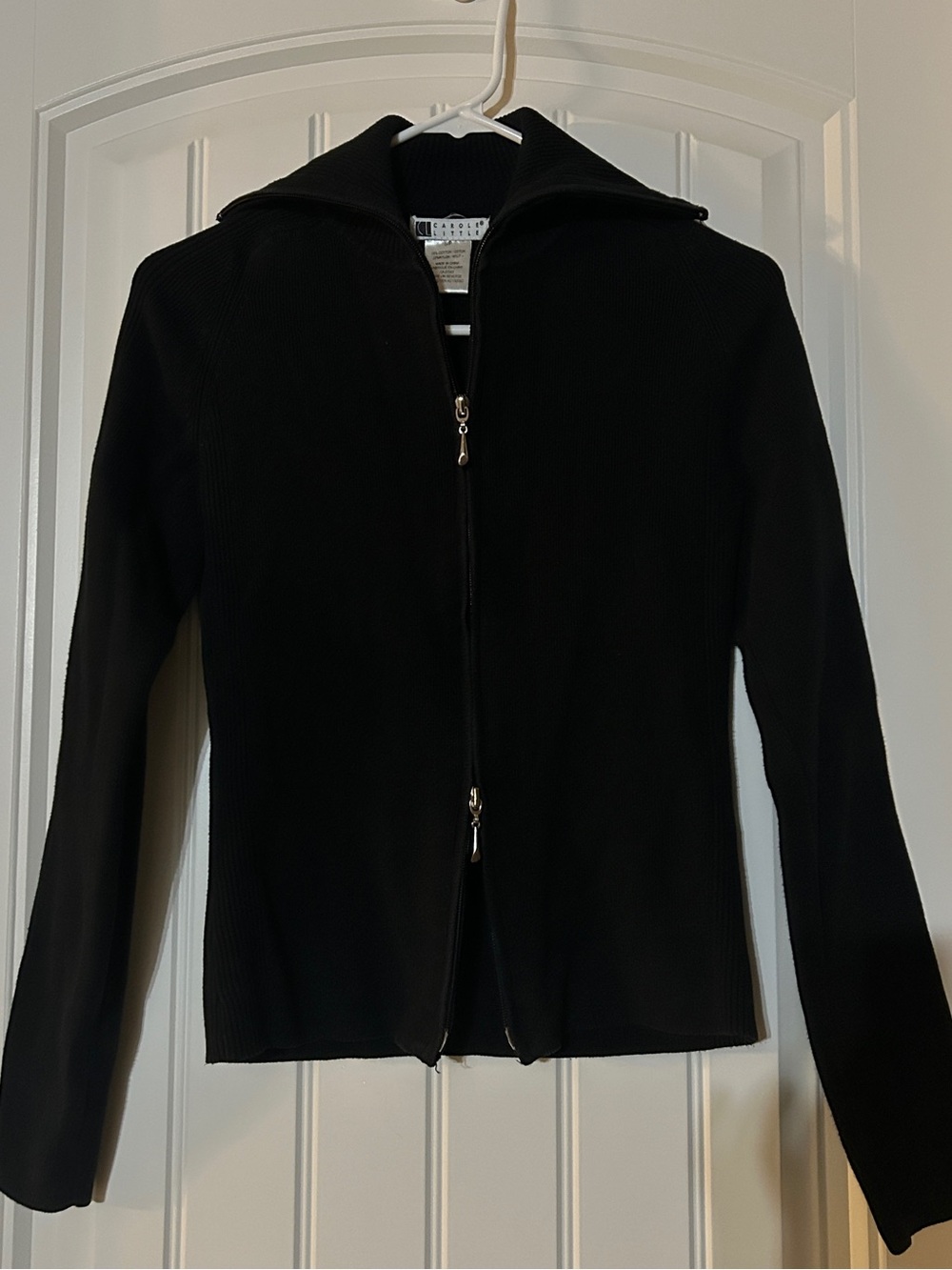 Ribbed Knit Zip-Up | Black